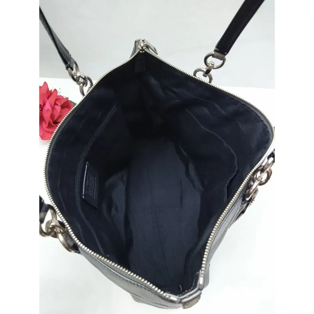 Coach Gray Leather Double Handles Zipper Closure Satchel Shoulder Bag